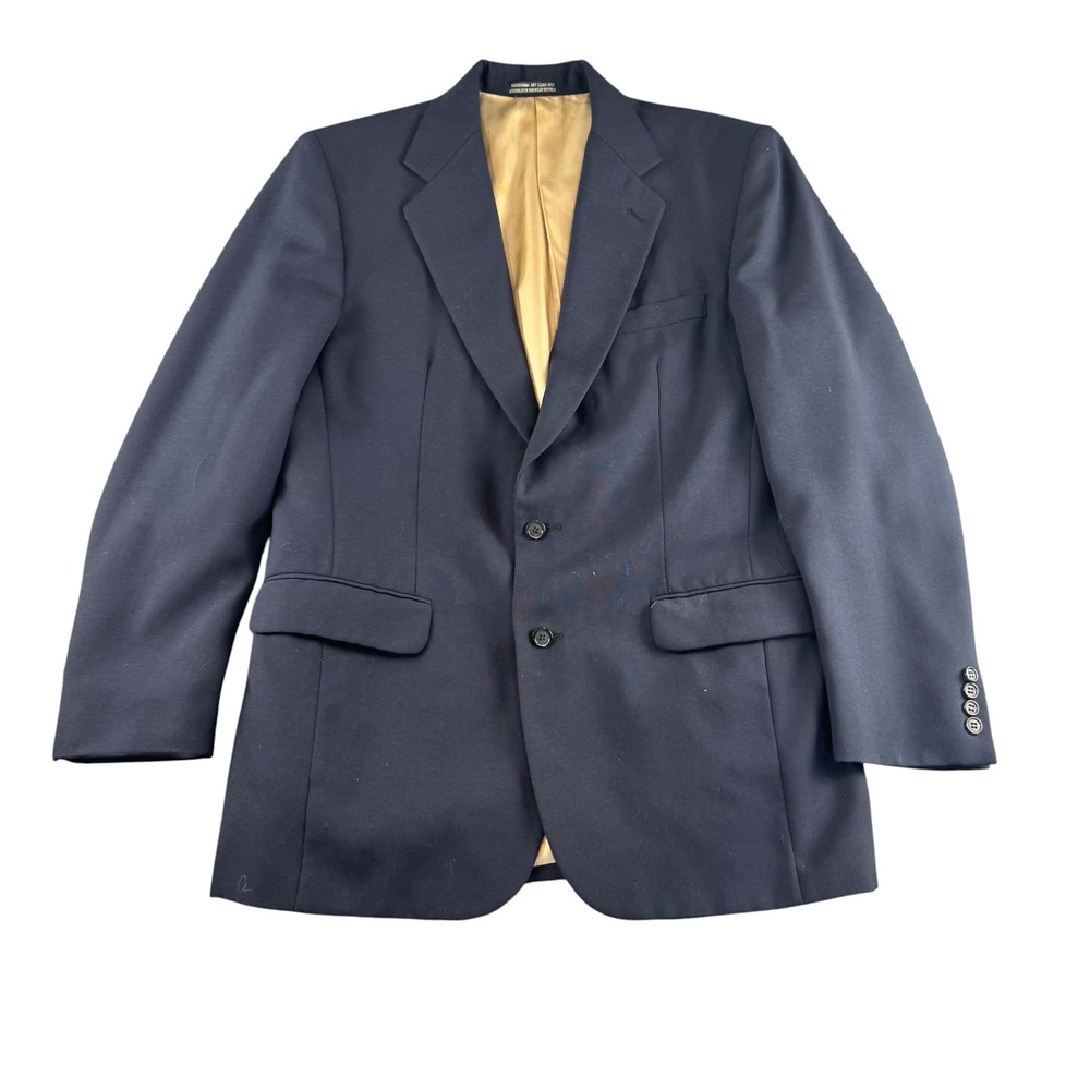 Deansgate Mens Navy Blue Two Button Blazer Sport Coat Size 40L